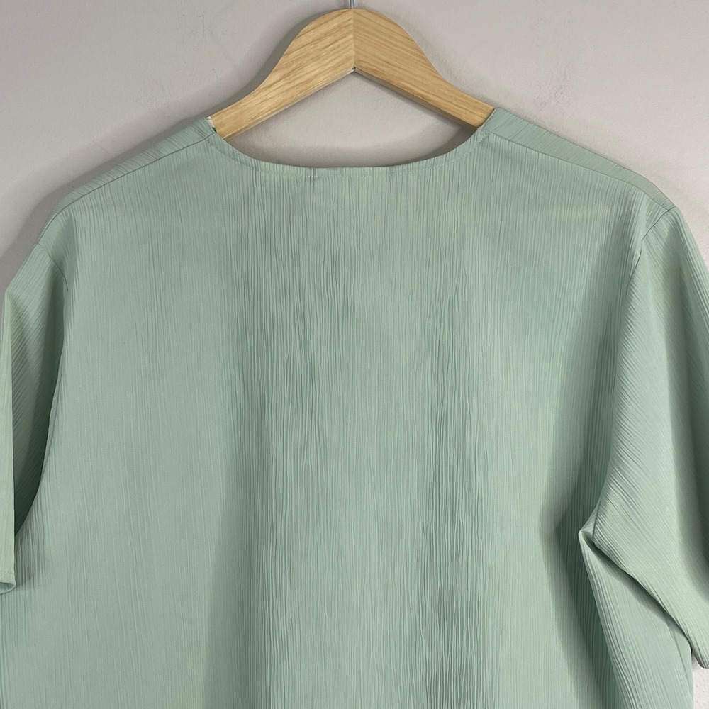 Vintage Minimalist Button Up Top Womens XLarge Sage Green Neutral Career Casual - Picture 13 of 15